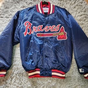 Vintage 80s Starter Atlanta Braves Satin Dugout Jacket  MLB Baseball  Size M
